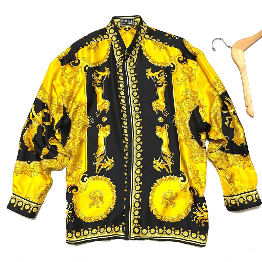 Versace V2 classic silk shirt vintage Sz lV / XL